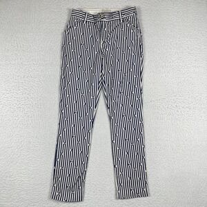Anthropologie Pants Womens 0 Blue White Striped Essential Slim Trousers Career‎